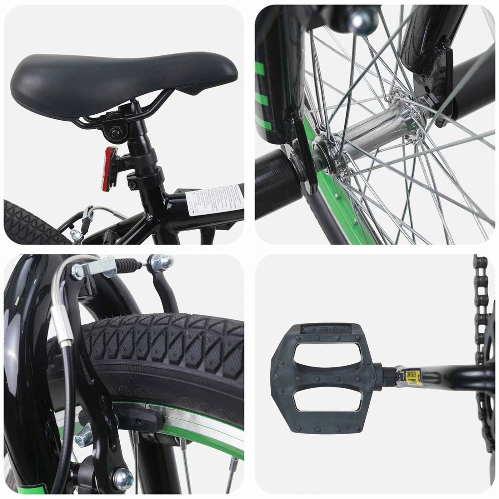 BMX Dviratis 20 Colių skirta vyresniems nei 9 metų Juoda