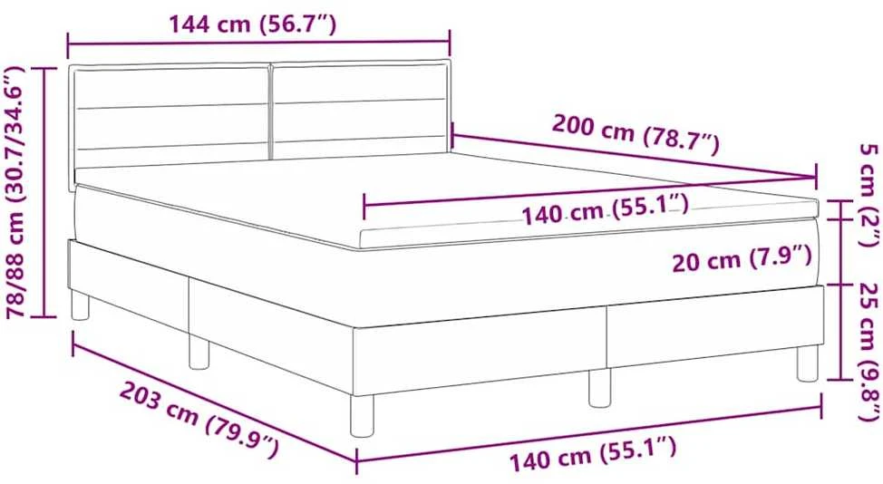 Kiemas lova su LED juostelėmis Juoda 140 x 200 cm audinys