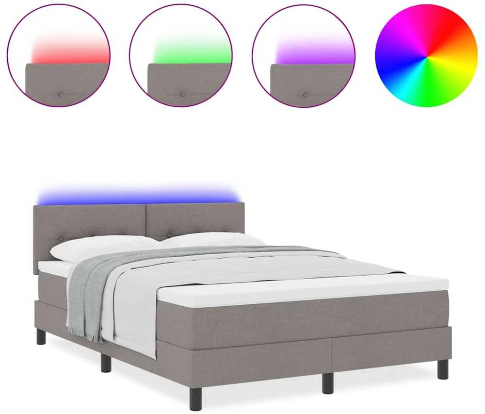 Kiemas lova su LED juostelėmis Tortora 160 x 200 cm audinys