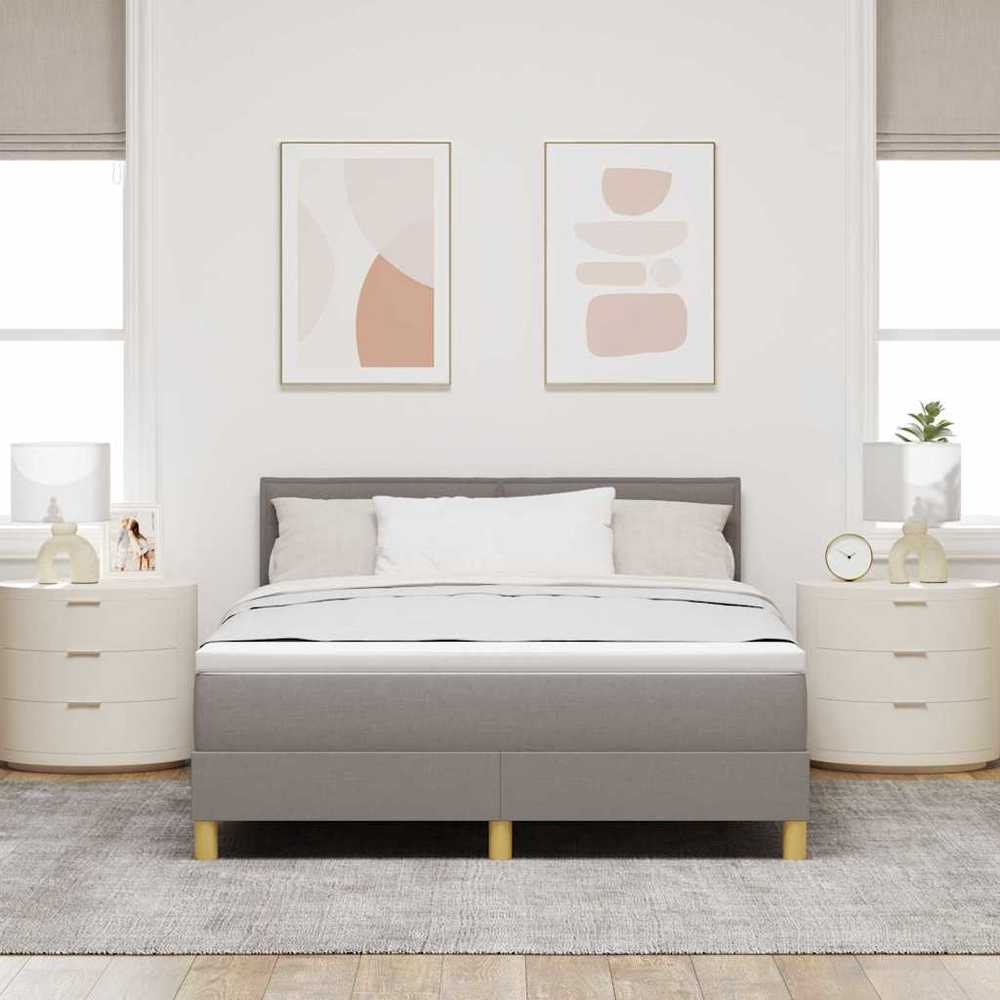 LED Čiužinio Lova su galvūgalio Taupe 160 x 200 cm audinys