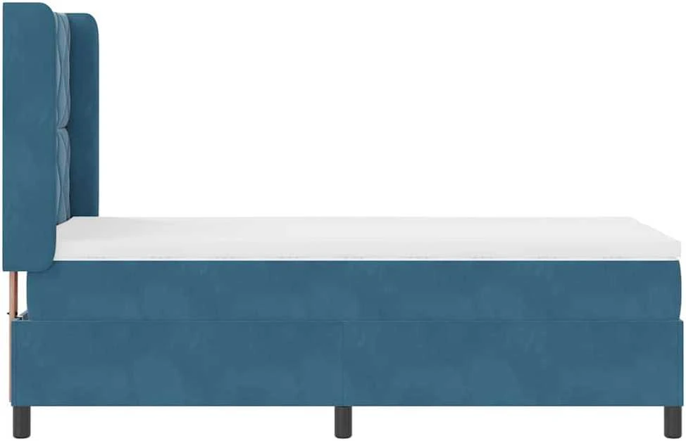 Kiemas lova su LED juostelėmis Mėlyna 90 x 190 cm Aksomas