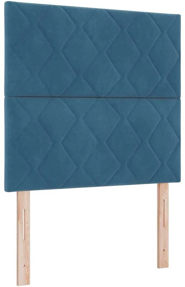 Kiemas lova su LED juostelėmis Mėlyna 90 x 190 cm Aksomas