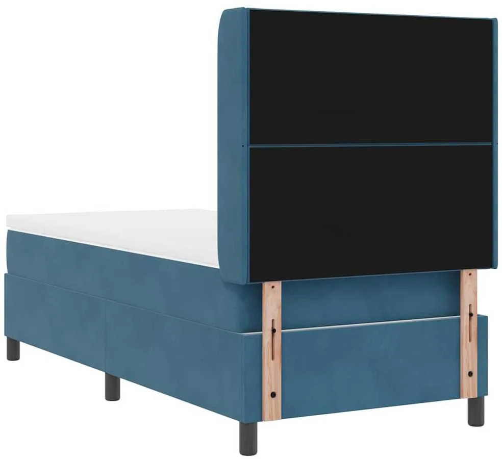 Kiemas lova su LED juostelėmis Mėlyna 90 x 190 cm Aksomas