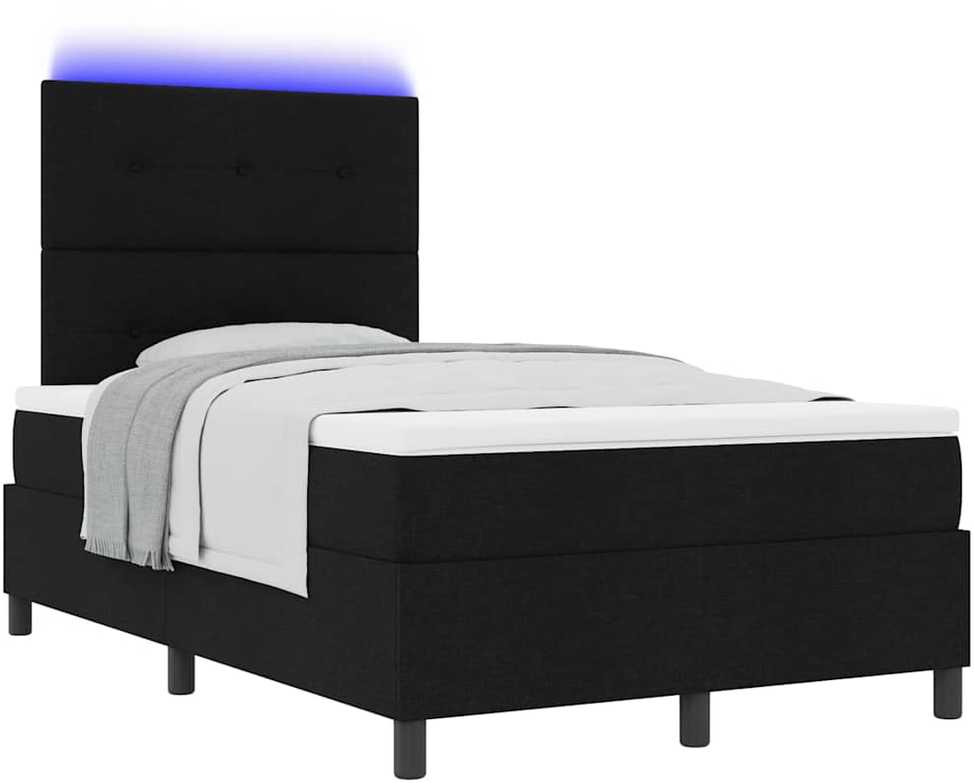 Kiemas lova su LED juostelėmis Juoda 120 x 190 cm audinys