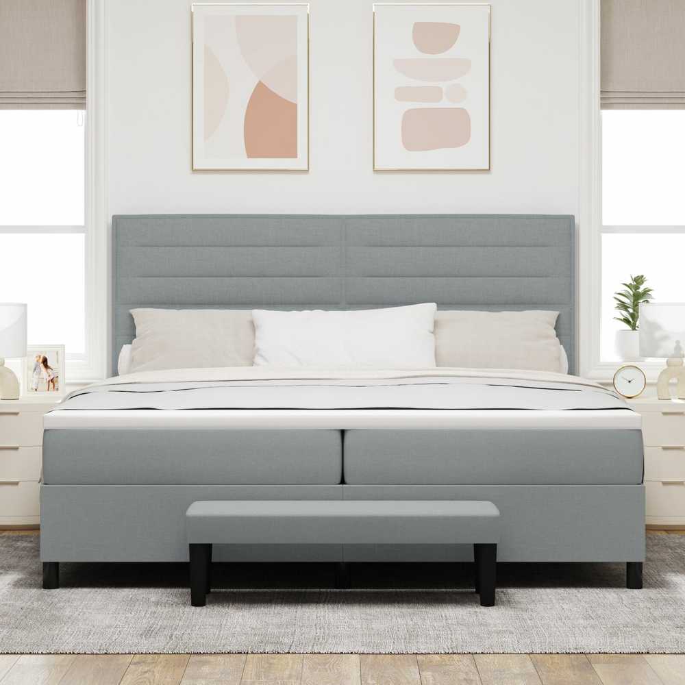 Kiemas lova su galvūgalio Šviesiai pilka 200 x 200 cm audinys