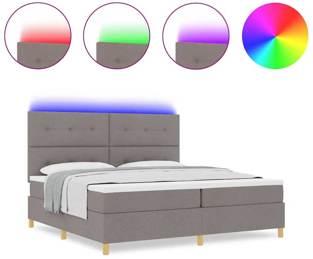 LED Čiužinio Lova su galvūgalio Tortora 200 x 200 cm audinys
