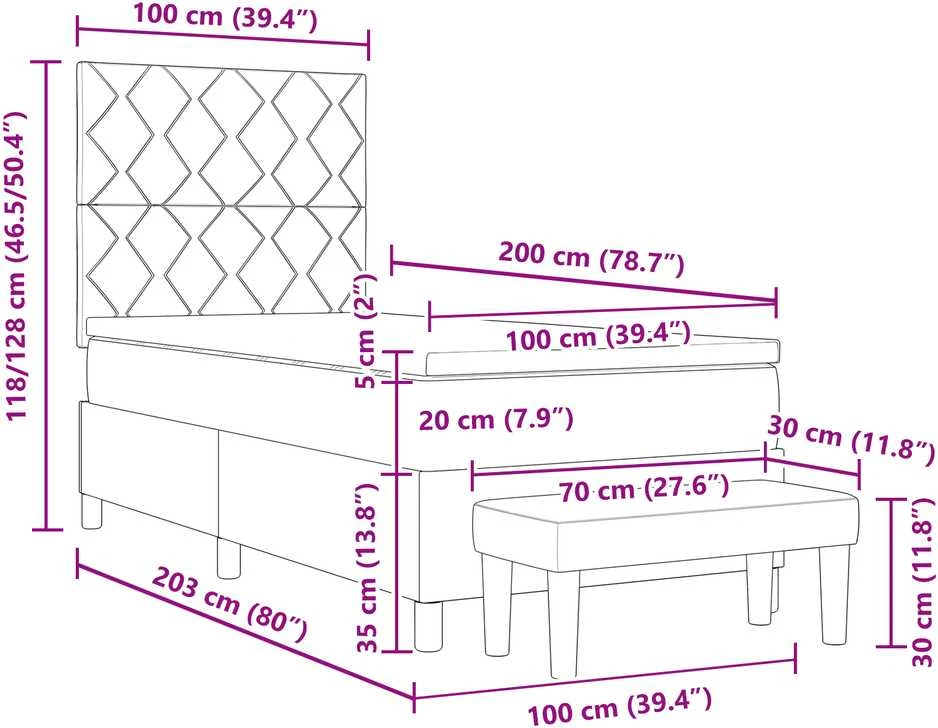Kiemas lova su galvūgalio Tamsiai rudas 100 x 200 cm audinys
