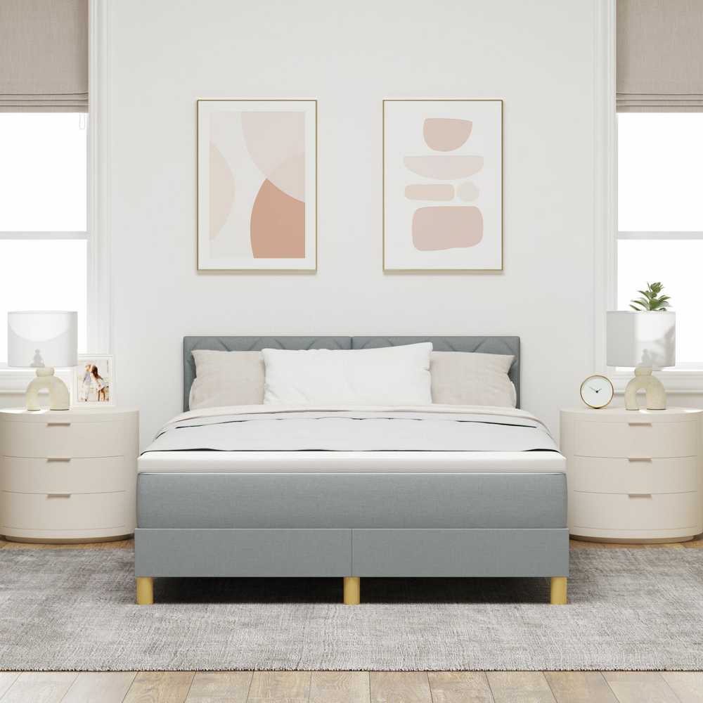 Kiemas lova su pagalve Šviesiai pilka 140 x 190 cm audinys