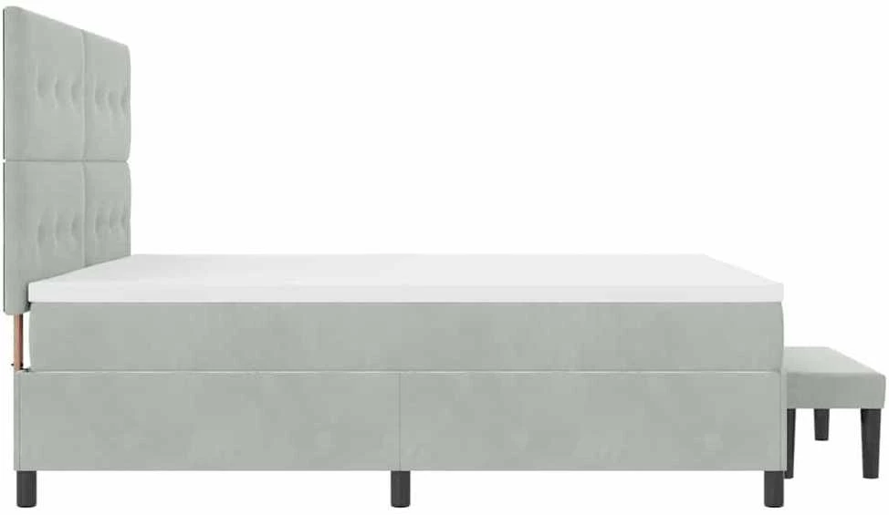 Kiemas lova su galvūgalio Šviesiai pilka 200 x 200 cm Aksomas