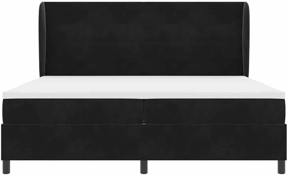 Kiemas lova su galvūgalio Juodas 200 x 200 cm Aksomas