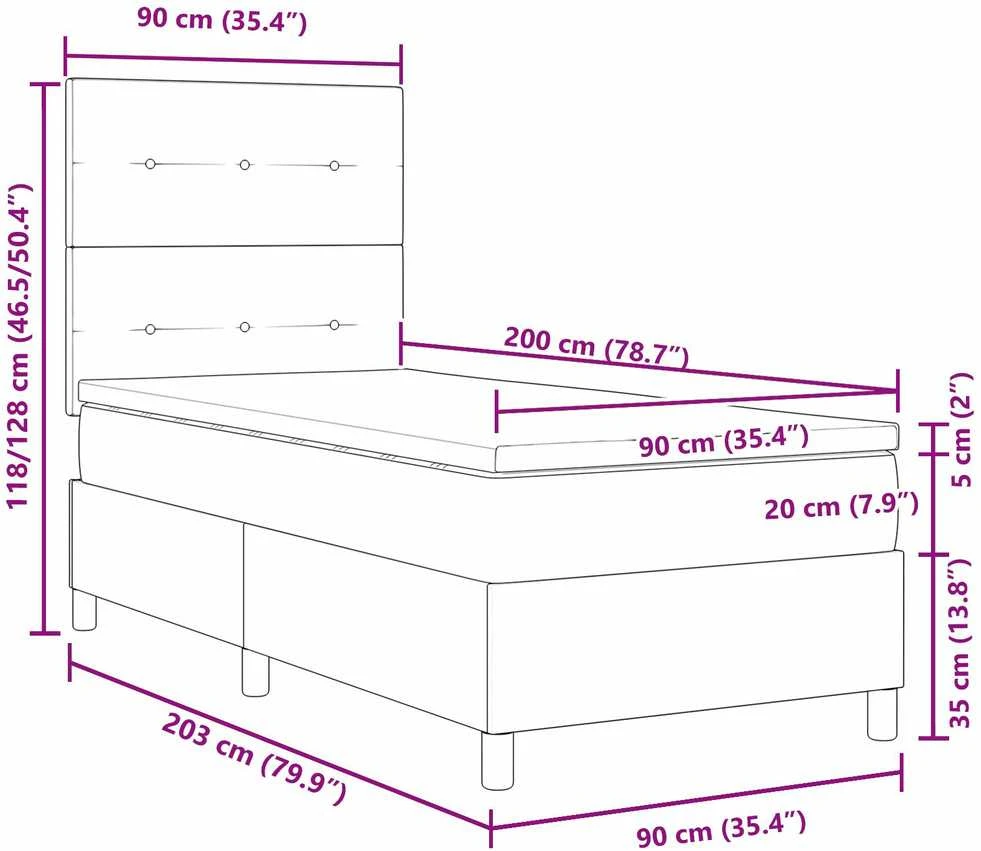 Kiemas lova su galvūgalio Juoda 90 x 200 cm audinys