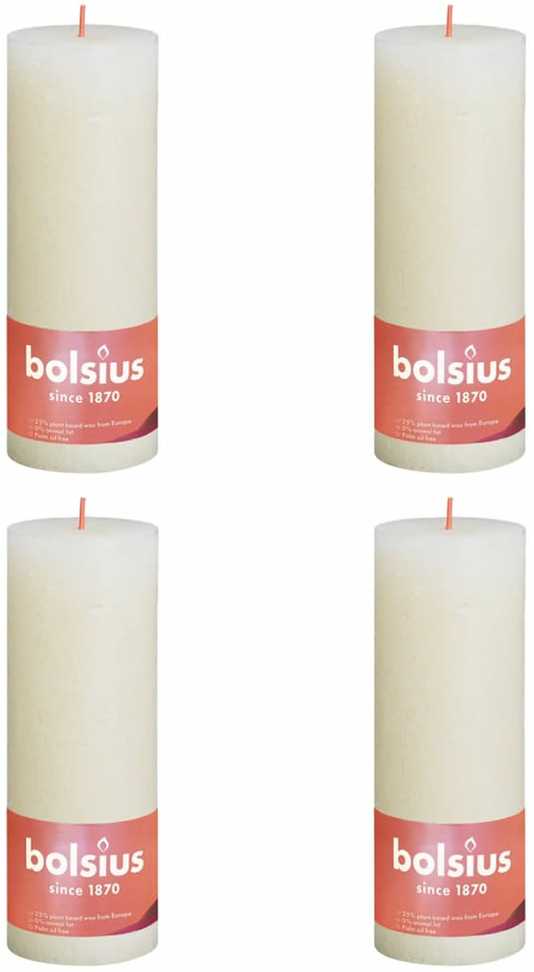 Bolsius Žvakės Shine, 4vnt., švelnios perlų, 190x68mm, cilindro formos