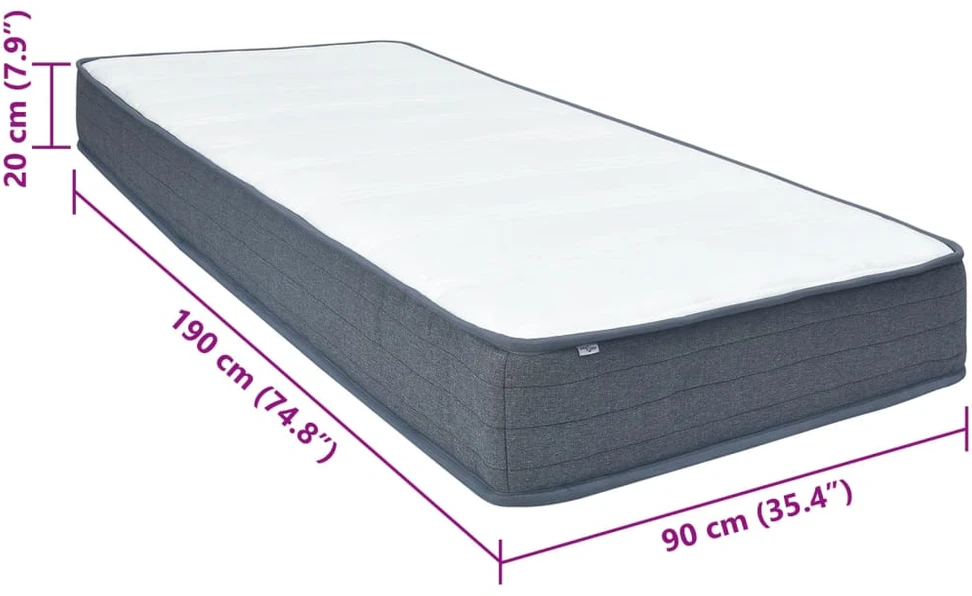 Box Spring Čiužinys, 90x190x20cm, vidutinio minkštumo, audinys