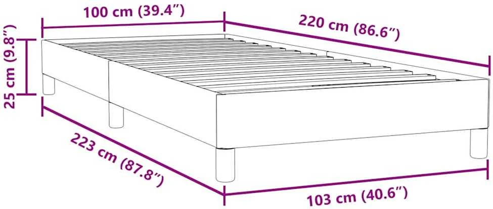Box Spring Lova be čiužinio Juoda 100x220 cm aksomas