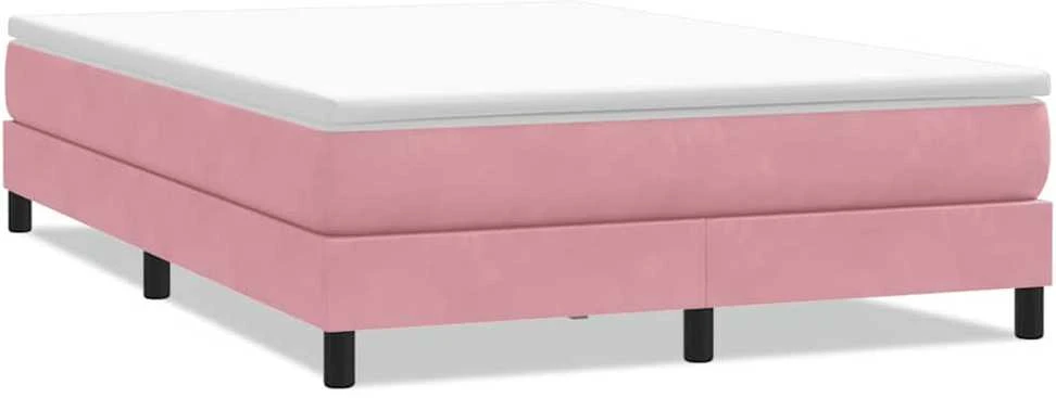 Box Spring Lova be čiužinio Rožinė 140x220 cm aksomas