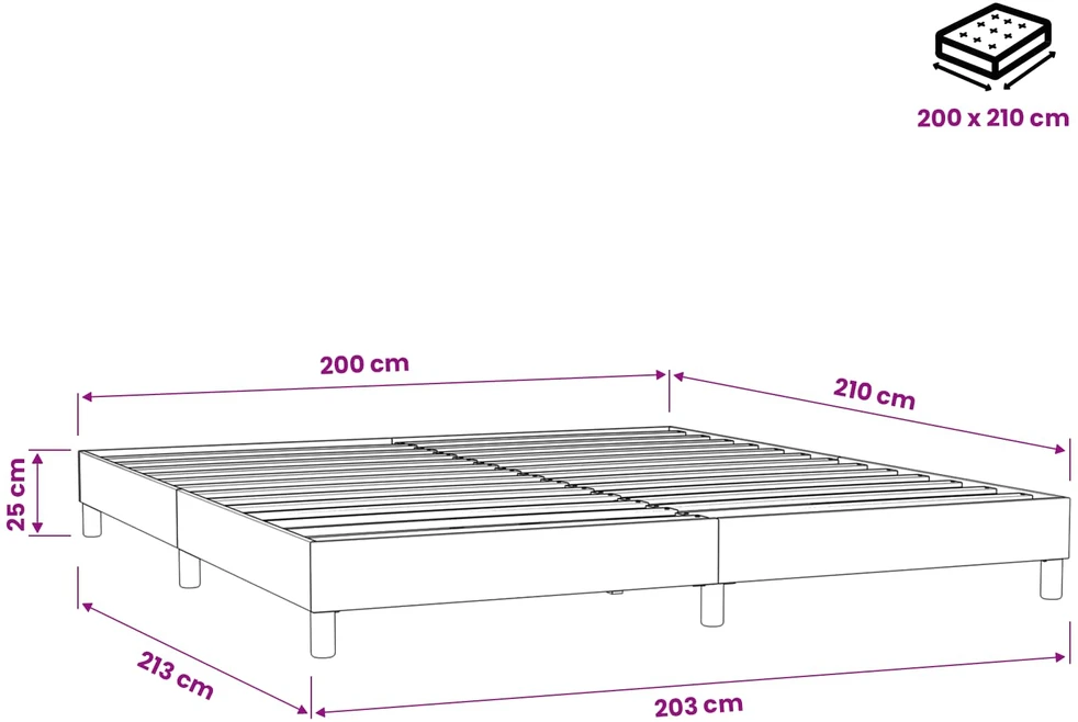 Box Spring Lova be čiužinio Rožinė 200x210 cm aksomas