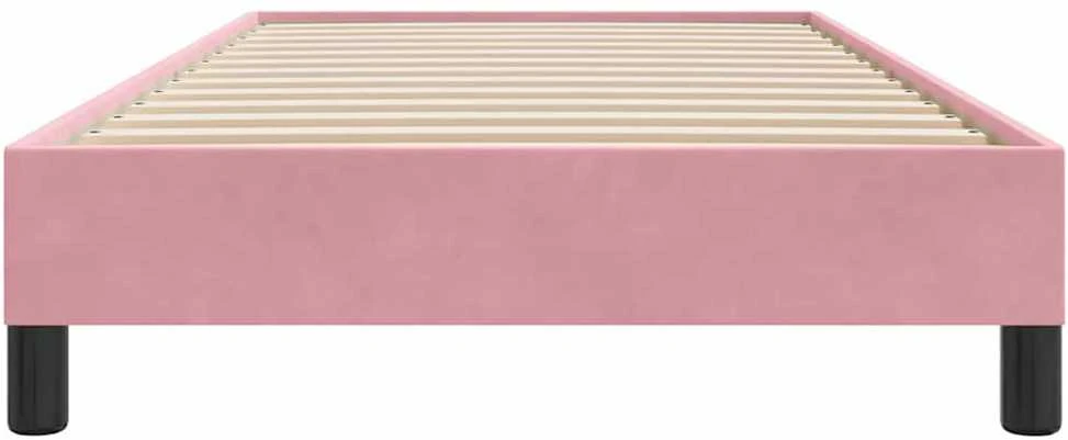 Box Spring Lova be čiužinio Rožinė 90x210 cm aksomas