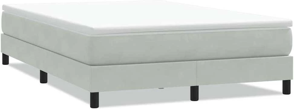 Box Spring Lova be čiužinio Šviesiai pilka 140x220 cm aksomas
