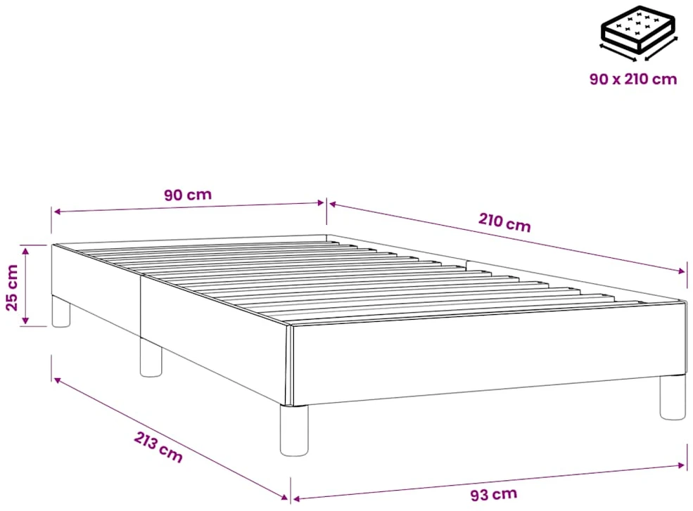 Box Spring Lova be čiužinio Šviesiai pilka 90x210 cm aksomas