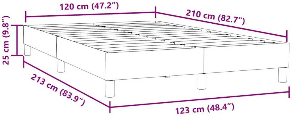 Box Spring Lova be čiužinio Šviesiai pilka 120x210 cm aksomas