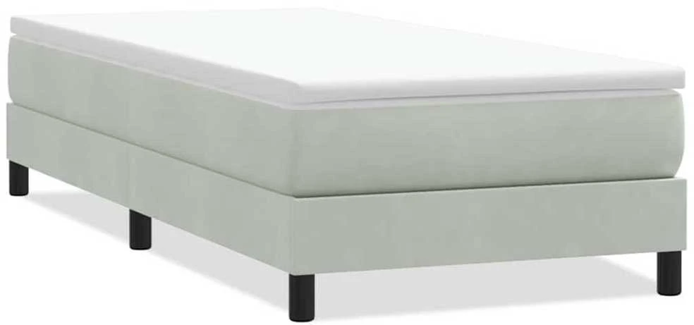 Box Spring Lova be čiužinio Šviesiai pilka 90x210 cm aksomas