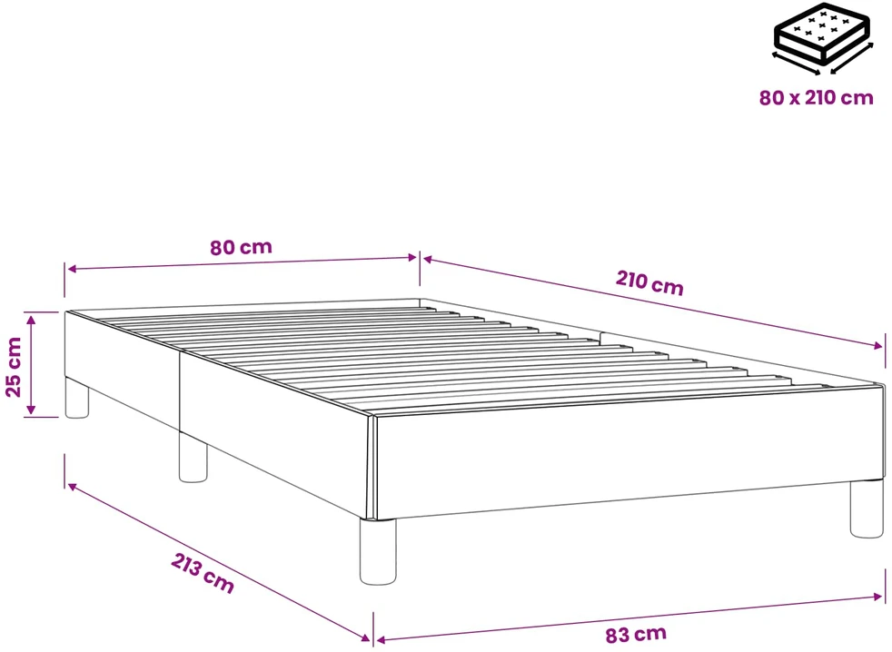 Box Spring Lova be čiužinio Šviesiai pilka 80x210 cm aksomas
