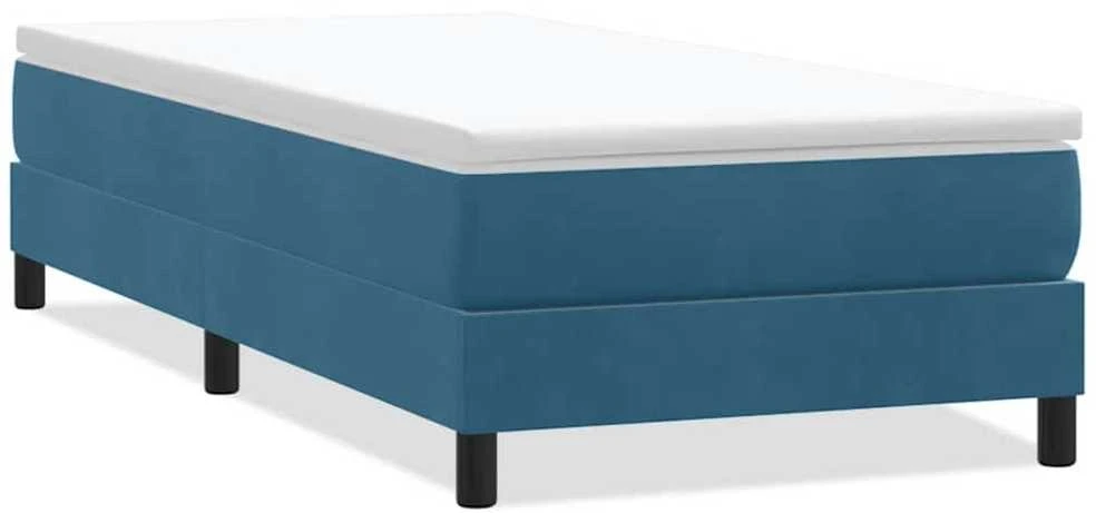 Box Spring Lova be čiužinio Tamsiai mėlyna 100x210 cm aksomas