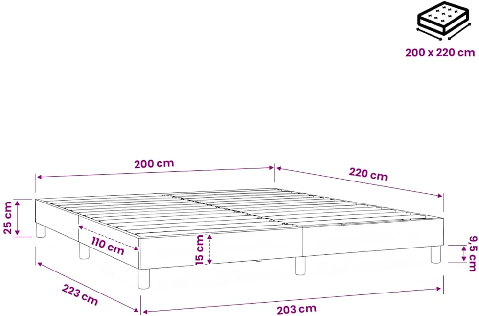 Box Spring Lova be čiužinio Tamsiai mėlyna 200x220 cm aksomas