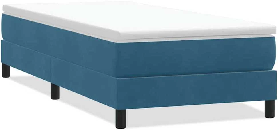 Box Spring Lova be čiužinio Tamsiai mėlyna 100x220 cm aksomas