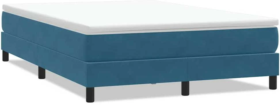 Box Spring Lova be čiužinio Tamsiai mėlyna 140x220 cm aksomas