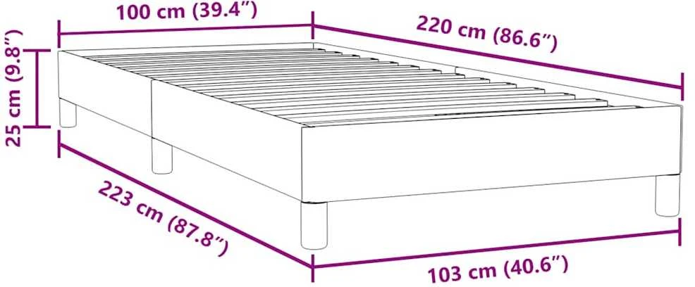 Box Spring Lova be čiužinio Tamsiai mėlyna 100x220 cm aksomas
