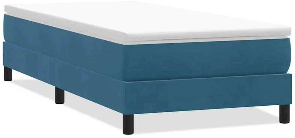 Box Spring Lova be čiužinio Tamsiai mėlyna 90x210 cm aksomas