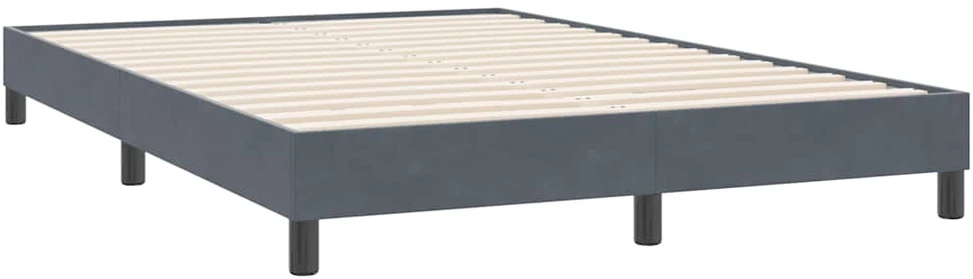 Box Spring Lova be čiužinio Tamsiai pilka 140x220 cm aksomas