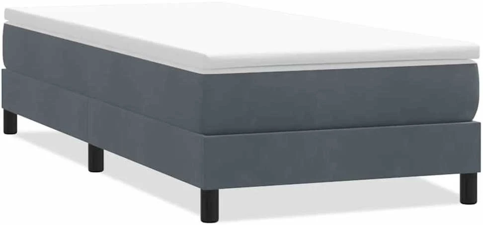 Box Spring Lova be čiužinio Tamsiai pilka 90x210 cm aksomas