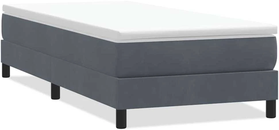 Box Spring Lova be čiužinio Tamsiai pilka 100x210 cm aksomas