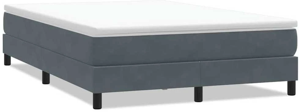 Box Spring Lova be čiužinio Tamsiai pilka 140x220 cm aksomas