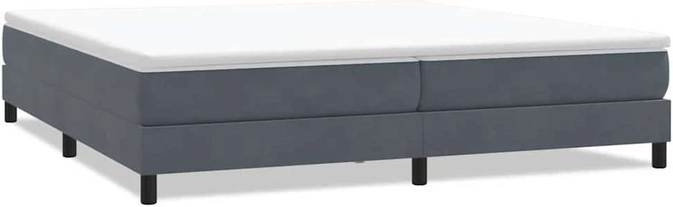 Box Spring Lova be čiužinio Tamsiai pilka 200x220 cm aksomas