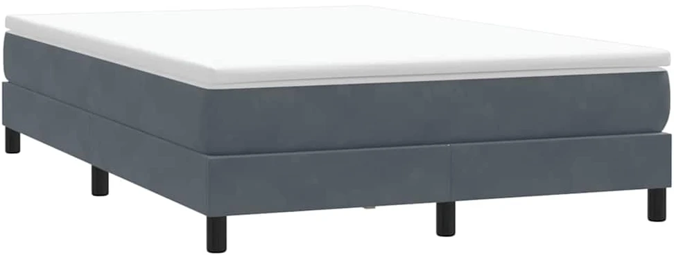 Box Spring Lova be čiužinio Tamsiai pilka 140x220 cm aksomas