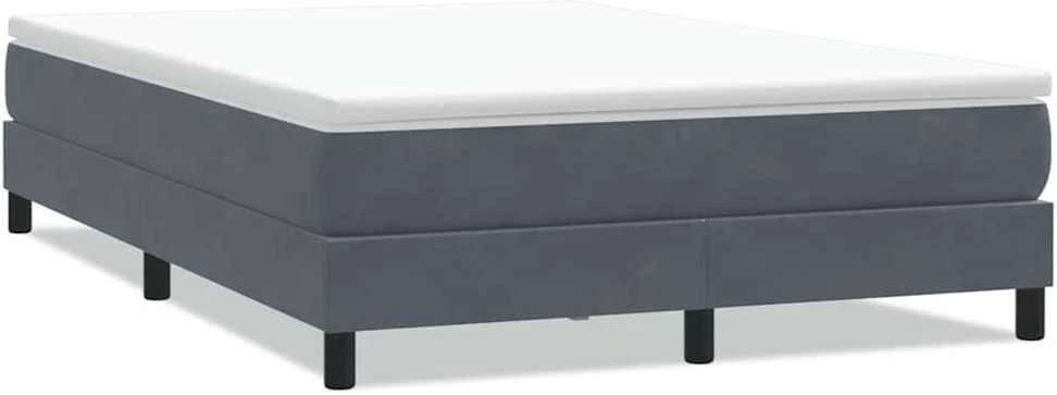 Box Spring Lova be čiužinio Tamsiai pilka 160x220 cm aksomas