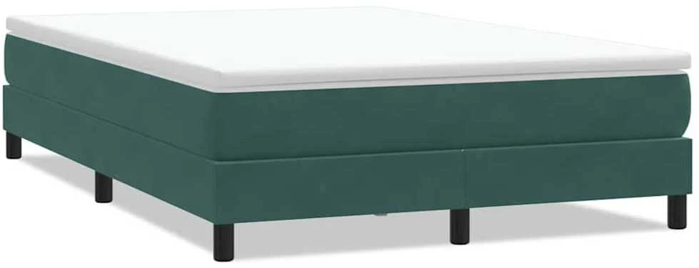 Box Spring Lova be čiužinio Tamsiai žalia 140x220 cm aksomas