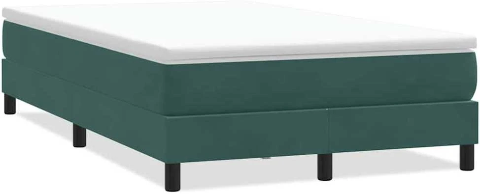 Box Spring Lova be čiužinio Tamsiai žalia 120x220 cm aksomas