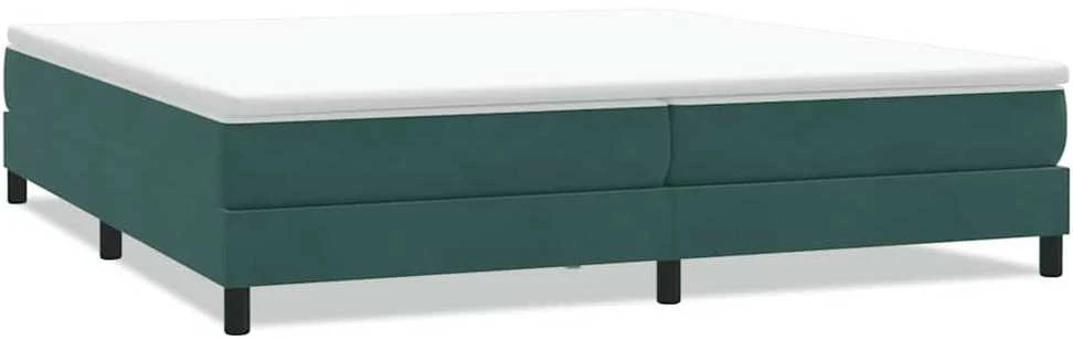 Box Spring Lova be čiužinio Tamsiai žalia 200x210 cm aksomas
