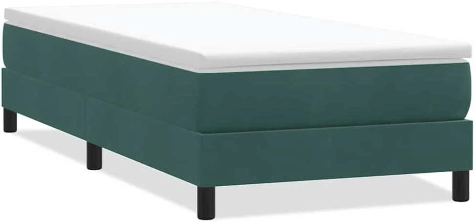 Box Spring Lova be čiužinio Tamsiai žalia 80x210 cm aksomas