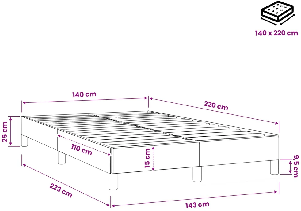 Box Spring Lova be čiužinio Tamsiai žalia 140x220 cm aksomas