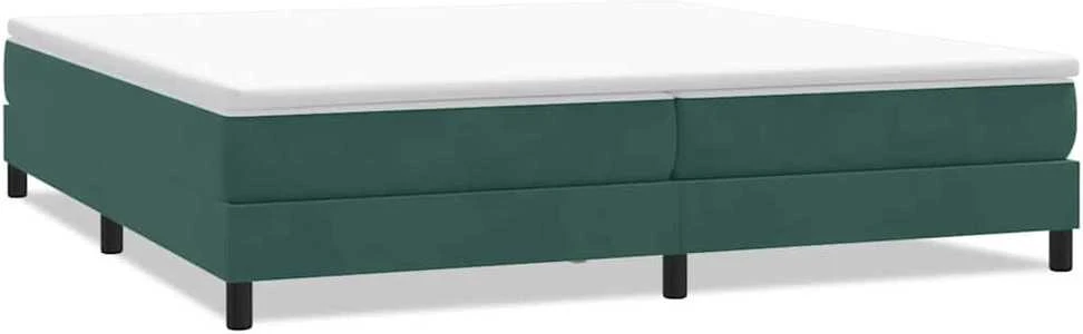 Box Spring Lova be čiužinio Tamsiai žalia 200x220 cm aksomas