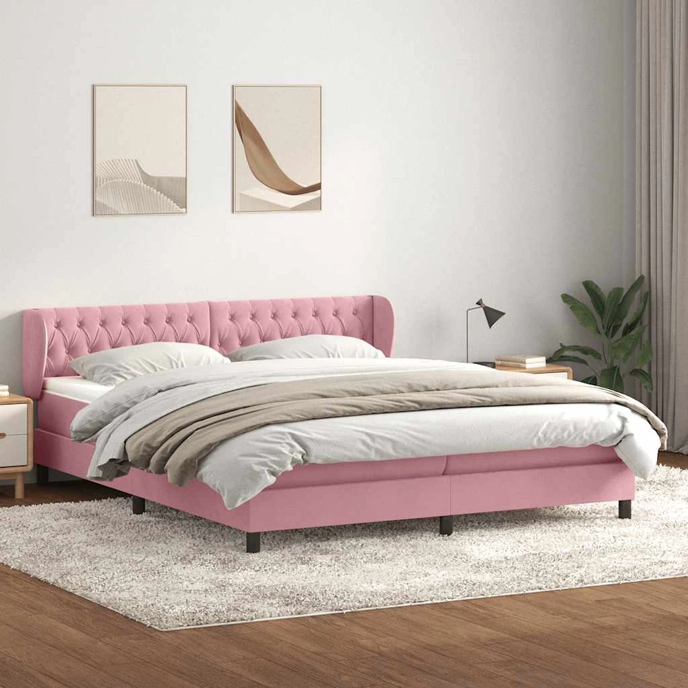 Box Spring Lova su čiužiniais Rožinis 180x210 cm Velvet