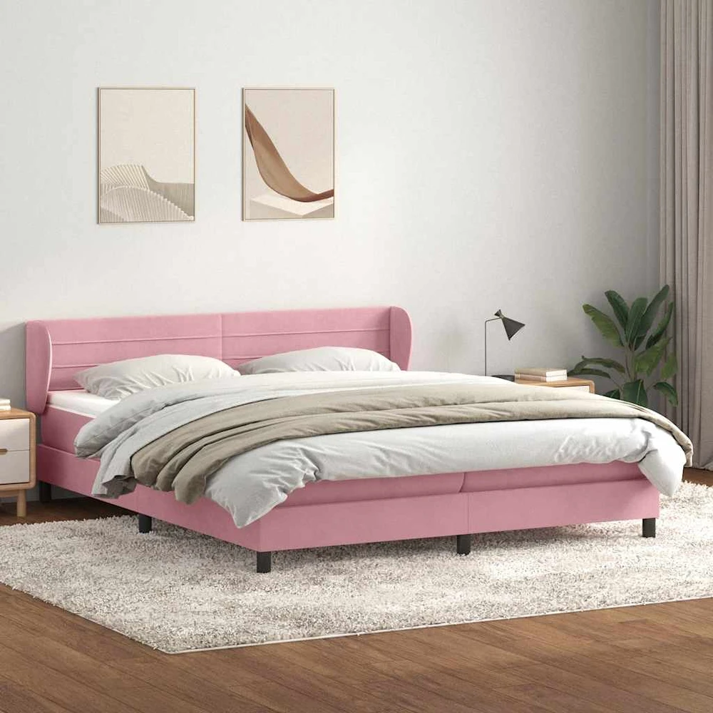 Box Spring Lova su čiužiniais Rožinis 180x210 cm Velvet