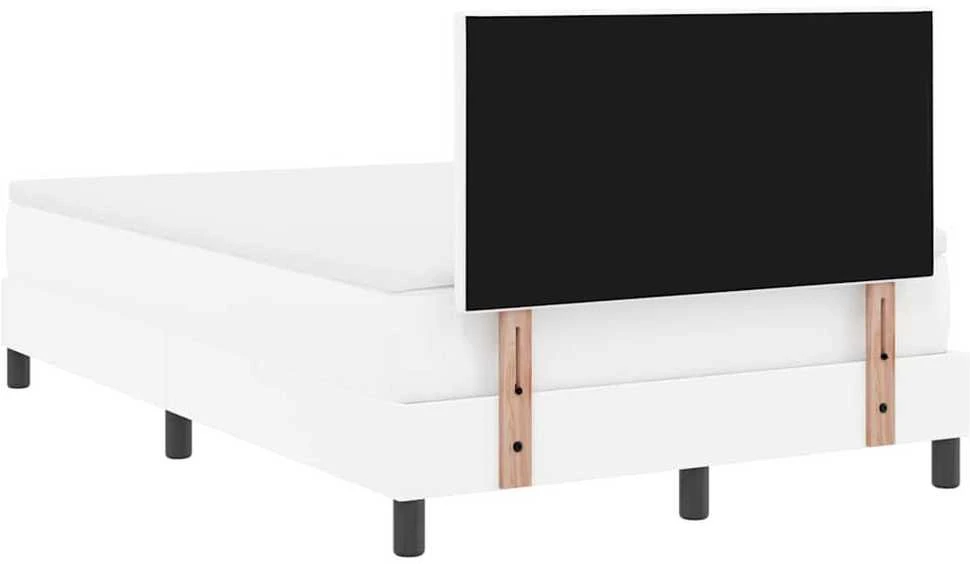 Kiemas lova su LED juostelėmis Balta 120 x 200 cm Dirbtinė oda