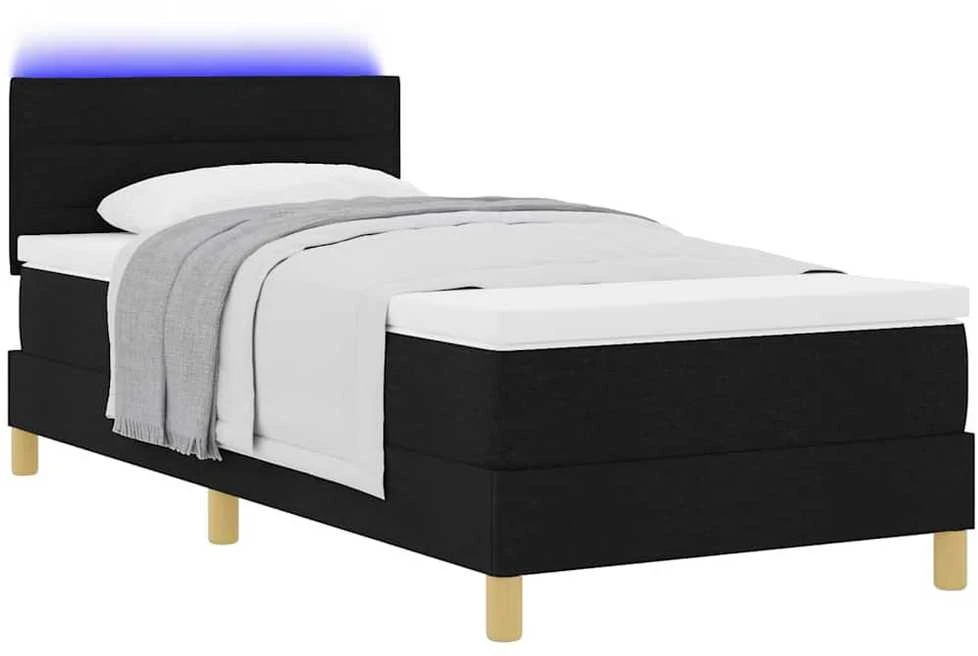 LED Čiužinio Lova su LED juostelėmis Juodas 80 x 200 cm audinys