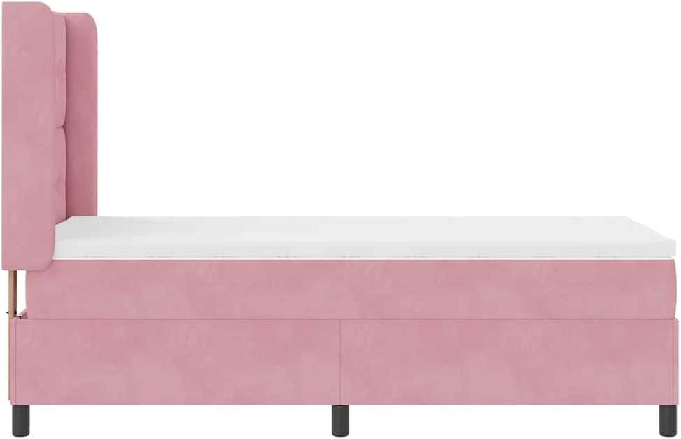 Kiemas lova su LED juostelėmis Rožinė 90 x 190 cm Aksomas
